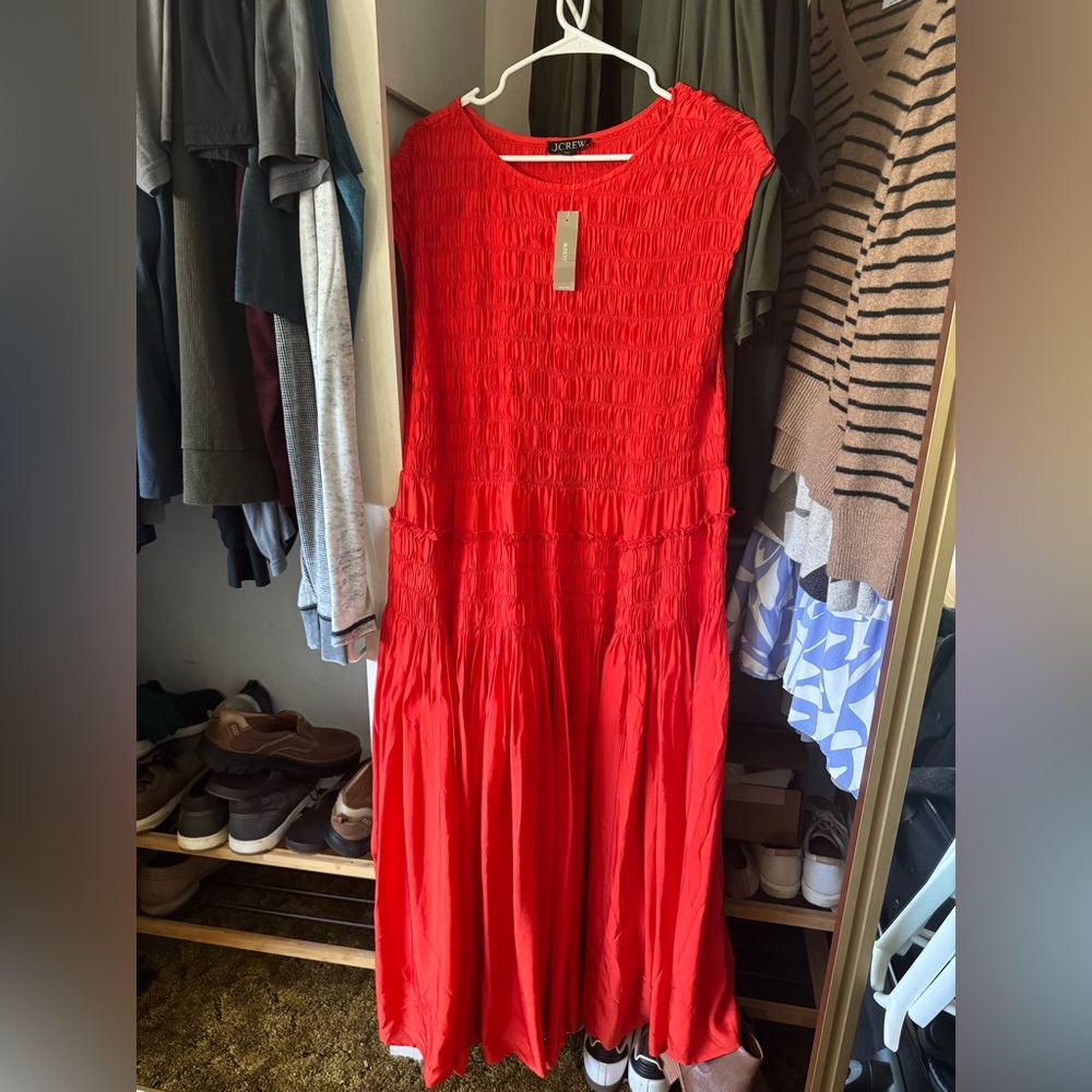 J Crew Maud Dress in draped viscose twill. Size XXL, in red. NWT!